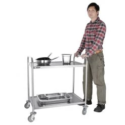 Vogue Stainless Steel 2 Tier Clearing Trolley Large -Kitchenware and Knives Sales 1380445