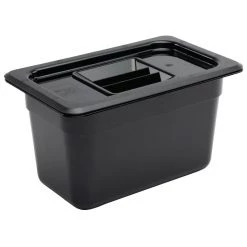 Vogue Polycarbonate 1/4 Gastronorm Container 150mm Black -Kitchenware and Knives Sales 168741