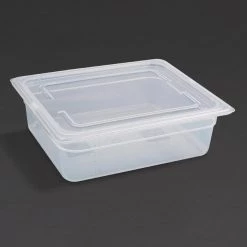 Vogue Polypropylene 1/2 Gastronorm Container With Lid 100mm (Pack Of 4)