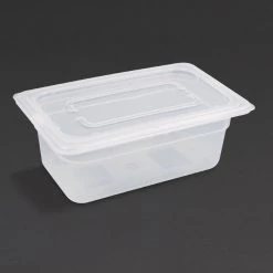 Vogue Polypropylene 1/4 Gastronorm Container With Lid 100mm (Pack Of 4)