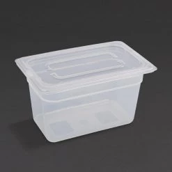 Vogue Polypropylene 1/4 Gastronorm Container With Lid 150mm (Pack Of 4)