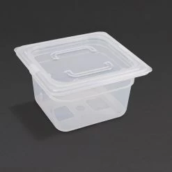 Vogue Polypropylene 1/6 Gastronorm Container With Lid 100mm (Pack Of 4)