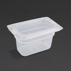 Vogue Polypropylene 1/9 Gastronorm Container With Lid 100mm (Pack Of 4)
