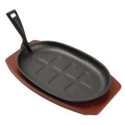 Olympia Cast Iron Oval Sizzler With Wooden Stand 280mm