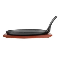 Olympia Cast Iron Oval Sizzler With Wooden Stand 280mm -Kitchenware and Knives Sales cc310 sizzler3