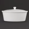 Olympia Whiteware Oval Casserole Dish With Lid 2.2Ltr