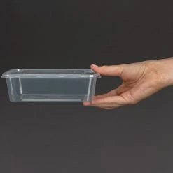 Fiesta Recyclable Plastic Microwavable Containers With Lid Medium 650ml (Pack Of 250) -Kitchenware and Knives Sales dm182 hand