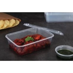 Fiesta Recyclable Plastic Microwavable Containers With Lid Medium 650ml (Pack Of 250) -Kitchenware and Knives Sales dm182 ls