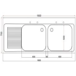 Holmes Double Sink Left Hand Drainer -Kitchenware and Knives Sales dr375 dr395