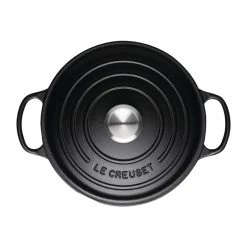 Le Creuset Cast Iron Round Casserole Dish Satin Black -Kitchenware and Knives Sales dr456 above