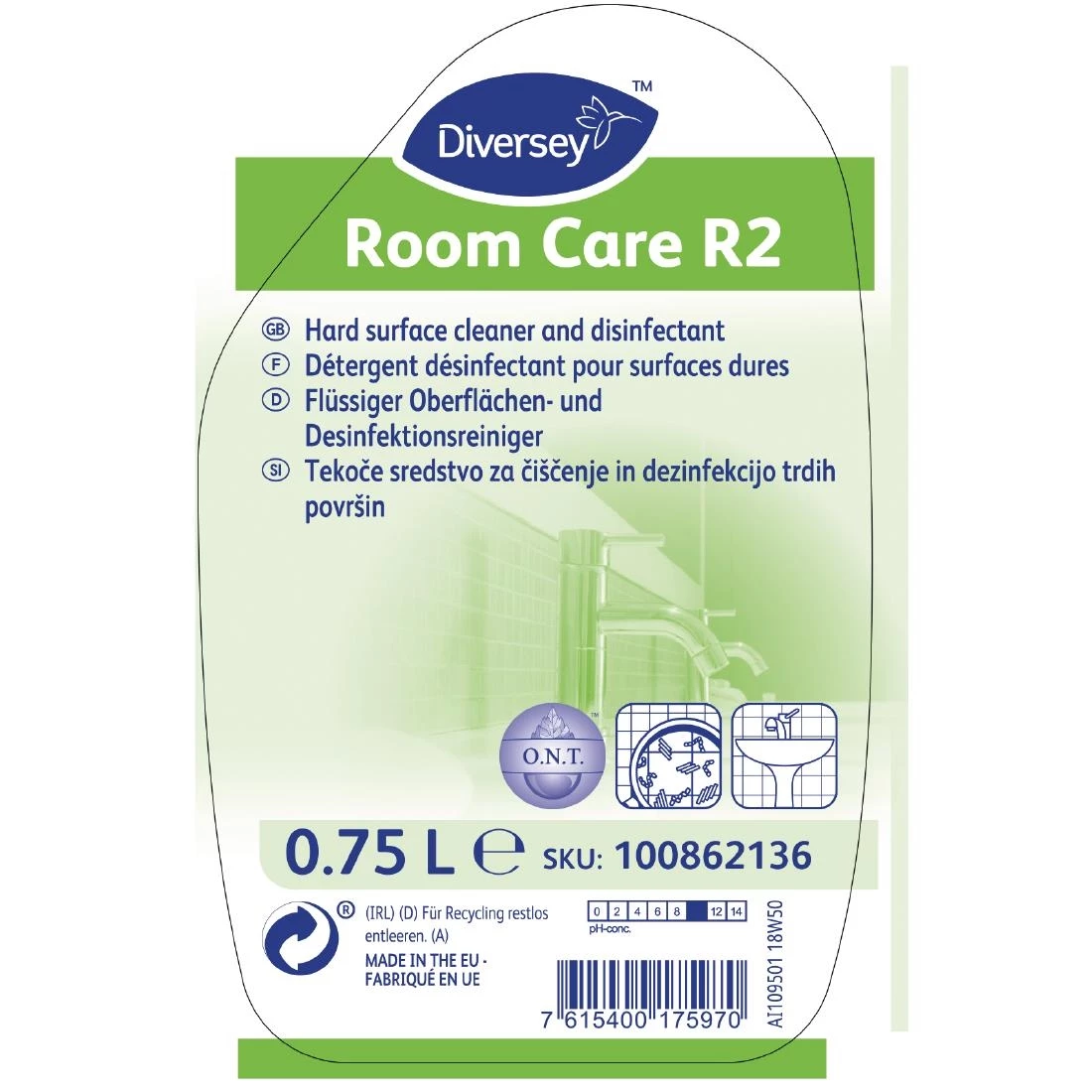 Diversey Room Care R2 Hard Surface Cleaner And Disinfectant Ready To Use 750ml 4 Diversey Room Care R2 Hard Surface Cleaner And Disinfectant Ready To Use 750ml - Image 2