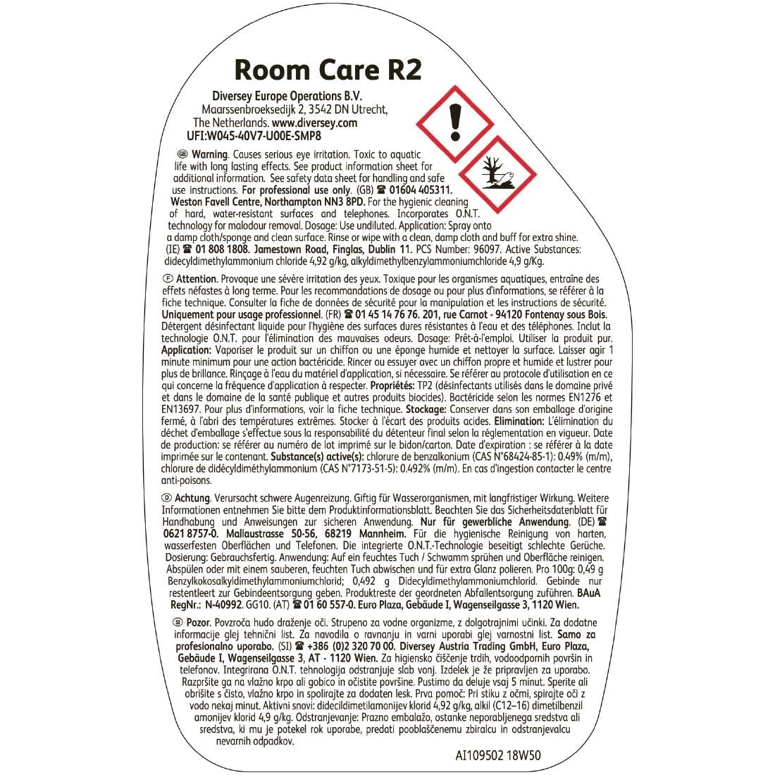 Diversey Room Care R2 Hard Surface Cleaner And Disinfectant Ready To Use 750ml 5 Diversey Room Care R2 Hard Surface Cleaner And Disinfectant Ready To Use 750ml - Image 3