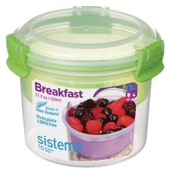 Sistema KLIP IT Dual Cereal And Yoghurt Container 530ml -Kitchenware and Knives Sales fd975 green