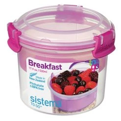 Sistema KLIP IT Dual Cereal And Yoghurt Container 530ml -Kitchenware and Knives Sales fd975 pink
