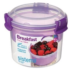 Sistema KLIP IT Dual Cereal And Yoghurt Container 530ml -Kitchenware and Knives Sales fd975 purple