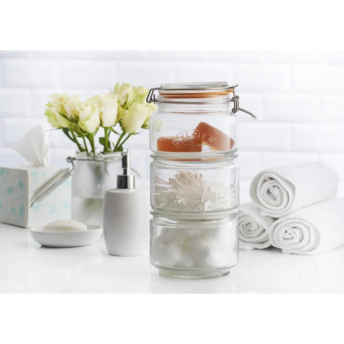 Kilner Stackable Jar Set 900ml And 2 X 880ml 4 Kilner Stackable Jar Set 900ml And 2 X 880ml - Image 2