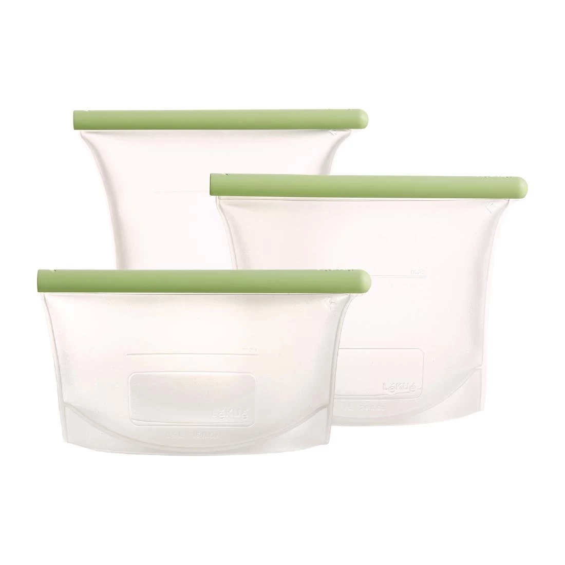 Lekue Reusable Silicone Food Storage Bag Kit (500ml + 1L + 1.5L) 3 Lekue Reusable Silicone Food Storage Bag Kit (500ml + 1L + 1.5L)