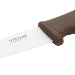 Hygiplas Vegetable Knife Serrated Brown 10.2cm -Kitchenware and Knives Sales fx125 vegknifebrown3