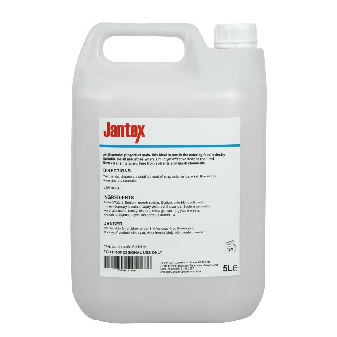 Jantex Unperfumed Antibacterial Liquid Hand Soap 5Ltr 6 Jantex Unperfumed Antibacterial Liquid Hand Soap 5Ltr - Image 4