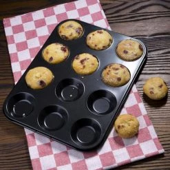 Vogue Carbon Steel Non-Stick Mini Muffin Tray 12 Cup -Kitchenware and Knives Sales gd013 nonstickminimuffintraylifestyle12