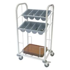 Craven Steel Two Tier Cutlery And Tray Dispense Trolley