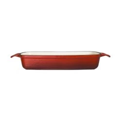 Vogue Red Rectangular Cast Iron Dish 2.8Ltr -Kitchenware and Knives Sales gh320 redrectangularcastirondish2