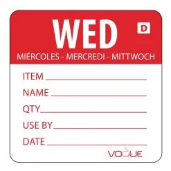 Vogue Dissolvable Day Of The Week Labels Wednesday (Pack Of 250)