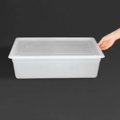 Vogue Polypropylene 1/1 Gastronorm Container With Lid 150mm (Pack Of 2) -Kitchenware and Knives Sales gj512 container3 22