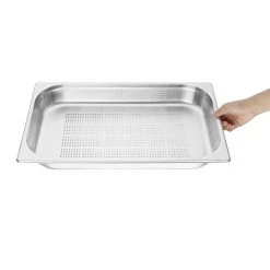 Vogue Stainless Steel Perforated 1/1 Gastronorm Pan 65mm -Kitchenware and Knives Sales k840 perforatedpan2