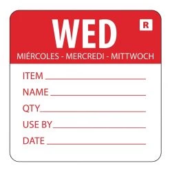 Vogue Removable Day Of The Week Label Wednesday (Pack Of 500)