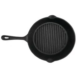 Vogue Round Cast Iron Ribbed Skillet Pan 267mm -Kitchenware and Knives Sales m652 ribbedskilletpan3