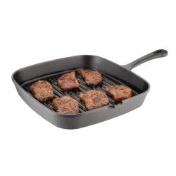 Vogue Square Cast Iron Ribbed Skillet Pan 241mm -Kitchenware and Knives Sales m653 ribbedskilletsquare5