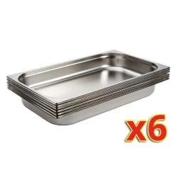 Vogue Stainless Steel 1/1 Gastronorm Pans 65mm (Pack Of 6)