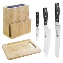 Vogue Tsuki Series 7 Prep Like A Pro 3-Piece Knife Set With Knife Block And Chopping Board