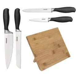 Vogue Prep Like A Pro 4-Piece Soft-Grip Knife Set With Magnetic Stand