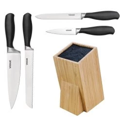 Vogue Prep Like A Pro 4-Piece Soft-Grip Knife Set With Knife Block